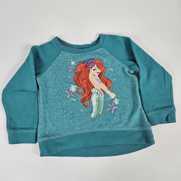 Disney Store Japan‎ Girl’s Sweatshirt Blue the Little Mermaid Crewneck Size 4 - Picture 1 of 5